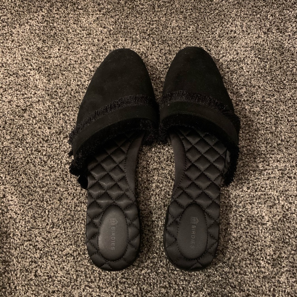 Birdies black fringe slides